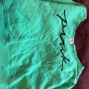 Pink Logo Green Sweatshirt